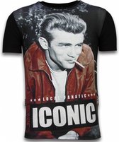 James Dean Iconic - Digital Rhinestone T-shirt - Zwart