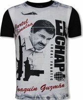 El Chapo - Digital Rhinestone T-shirt - Zwart