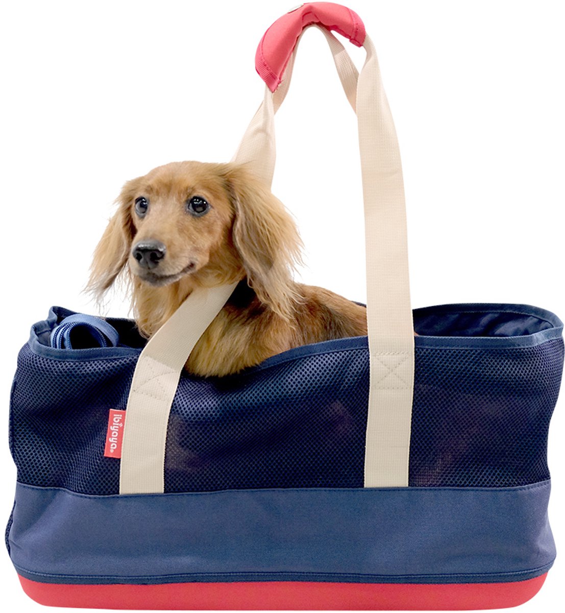 Ibiyaya Hondendraagtas voor teckel en kleine honden – ademende dachshund schoudertas – lichtgewicht huisdierendraagtas met stevige bodem – bovenopening – geschikt tot 9 kg - Blauw