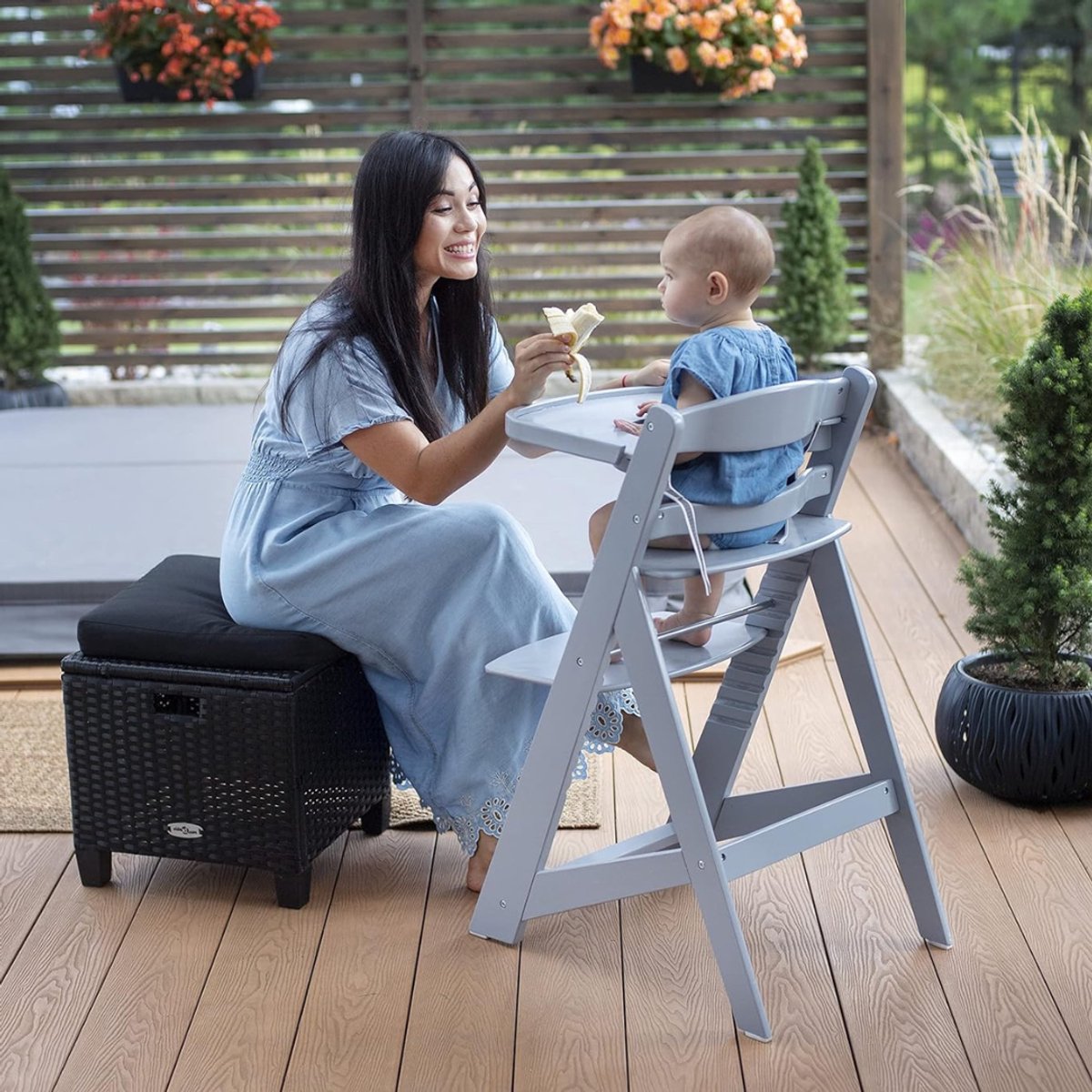 Aurixi® Kinder Eetstoel - Babystoel Voor Aan Tafel Met Dienblad - Baby Stoel Voor Eten - Meegroei Kinderstoel Inklapbaar - Baby stoeltje Zitten - Meegroeistoel – Kindereetstoel - Grijs - 32cm x 44cm x 87 cm thumbnail 7