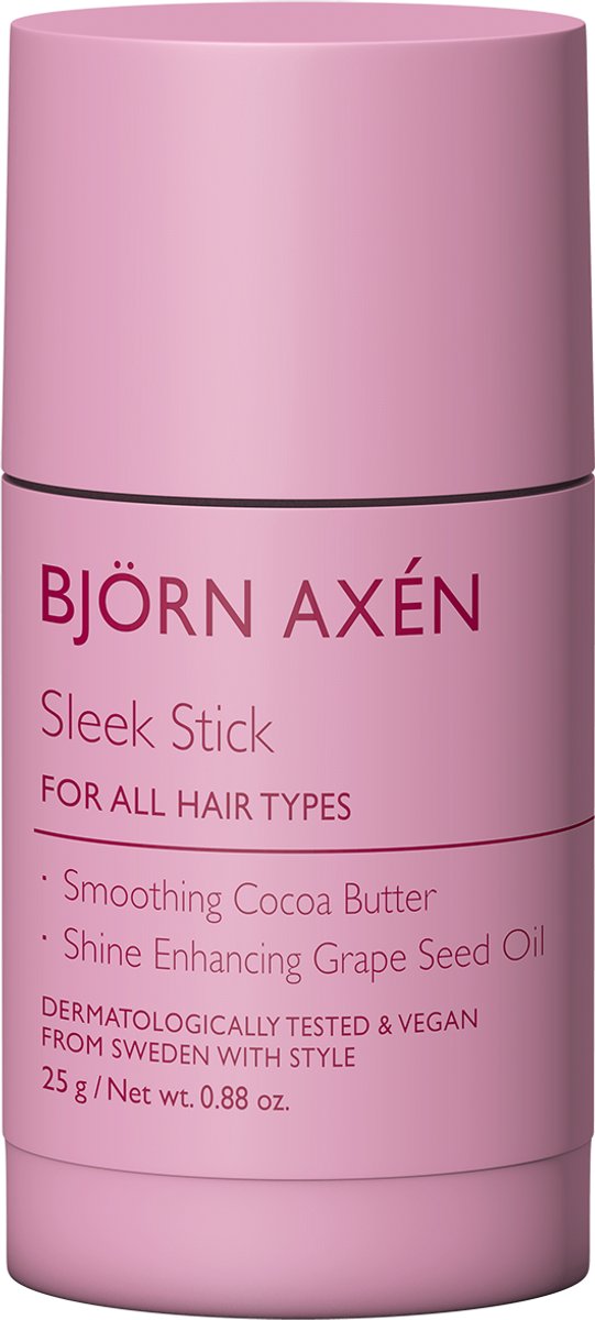 Björn Axén Sleek Stick 25 g – Anti‑Frizz & Hair Styling Wax Stick - Medium Hold Smooth Finish - Controleert Frizz, Babyharen & Flyaways - Met Marshmallow Root, Cocoa Butter & Grape Seed Oil Voor Hydratatie & Glans – Vegan