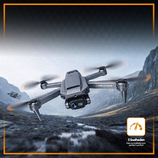 SefSay P8 Drone Zwart - Drone met dubbele camera - Obstakel ontwijking - Drones - drone voor kinderen - Drones met camera voor volwassenen - Inclusief opbergtas en 2 accu's