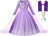 The Better Merk - Frozen - Robe Elsa Deluxe - Robe princesse fille - Kroon - Baguette magique - taille 122/128 (130) - vêtements carnaval - cadeau fille - habillage vêtements - robe