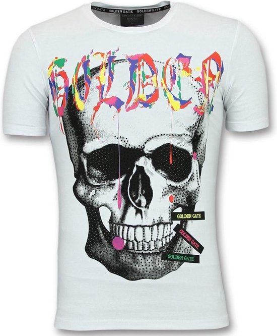 Idioot ik ben ziek mode ENOS Skull Shirt Heren - T shirts Kopen Heren - Wit - Maten: S | bol.com
