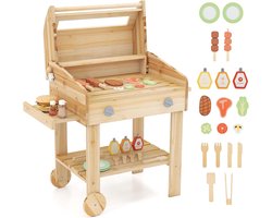 Houten Modderkeuken met BBQ-Set en Speelgoedvoedsel - vanaf 3 jaar