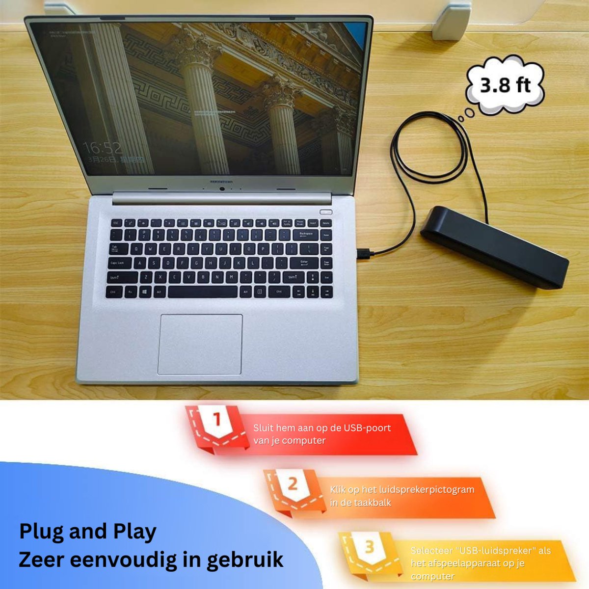 Soundbar PC 5W Plug & Play Speaker - afbeelding 3