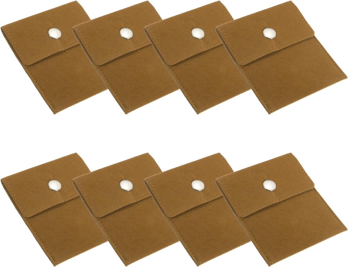 3.5 x 4 inch Jewelry Pouch - 8 Pack Velvet Pouches - Snap Button Portable Storage Bag voor Sieraden - Earcuffs - Ringen - Horloges - Geel
