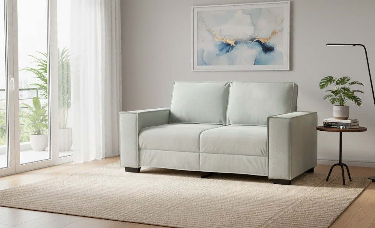 Moderne 2-Zits Velvet Bank Lichtgrijs – Comfortabele Lounge Sofa met Houten & Metalen Frame – House&Garden