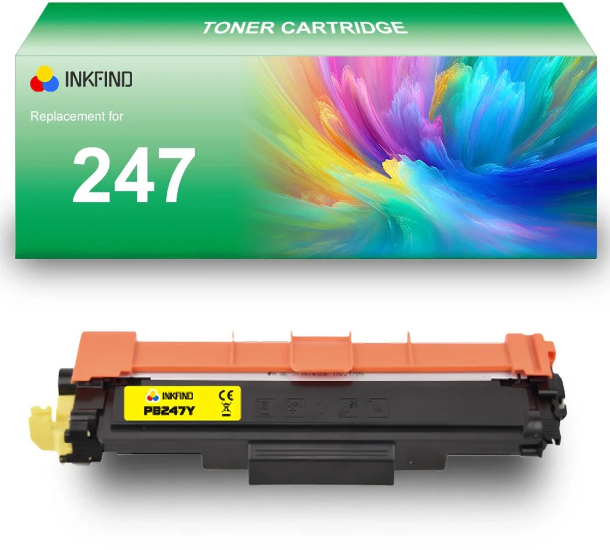 INKFIND TN247 Geel tonercartridge compatibel met Brother TN247 TN-247 Geel toner cartridge - 1-pack Geel