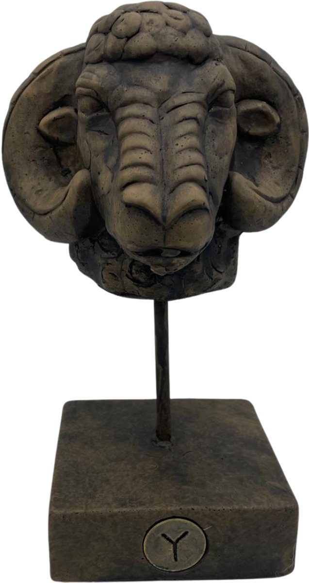 Brynxz Rammenkop Ornament Bruin op Standaard - H 27 cm Bruin