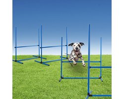 Hondensportset, 4 hindernissen - Afmetingen per hindernis: 65 x 95 x 95 cm.