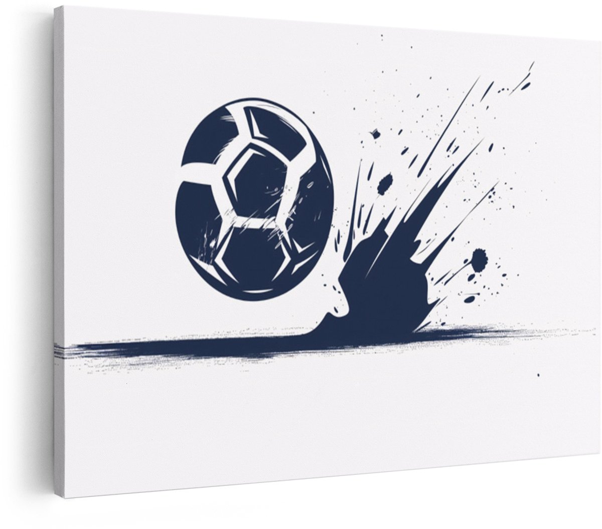 Artaza Canvas Schilderij Voetbal - 90x60 cm - Wanddecoratie Zwart Wit - Muurdecoratie Sport - Decoratie Slaapkamer - Schilderijen Op Canvas