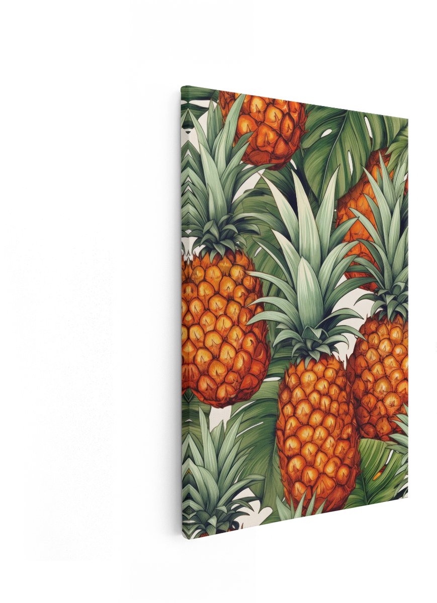 Artaza Canvas Schilderij Ananas - 40x60 cm - Wanddecoratie Tropisch - Muurdecoratie Jungle - Botanisch Schilderijen Op Canvas