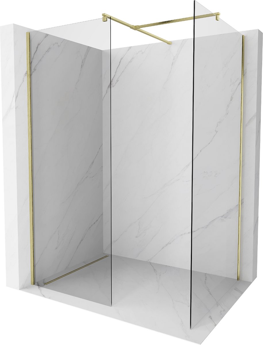 Mexen Kioto douchewand Walk-in 130 x 70 , transparant, goud geborsteld - 800-130-202-55-00-070