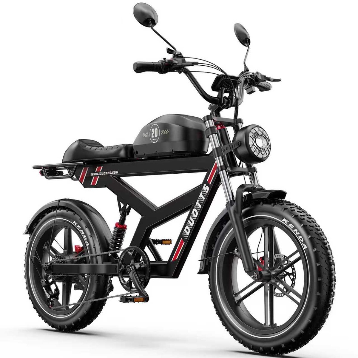 Elektrische Fiets DUOTTS F20 - 1296 Wh / 27 Ah Accu - 140 km Bereik - 250W Motor - 20*4.0 Inch Banden - Shimano 7 Versnellingen - Hydraulische Schijfremmen - Aluminium Frame - Elektrische Stadsfiets - zwart