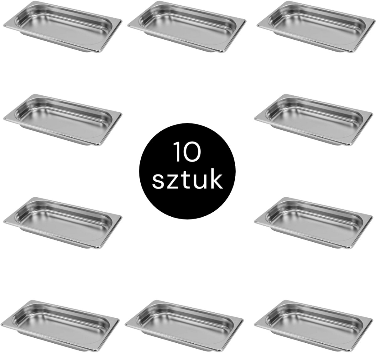 MEGA-M Gastronorm - GN 1/3 Set van 10 stuks - 325x176x40 mm - Roestvrij Staal