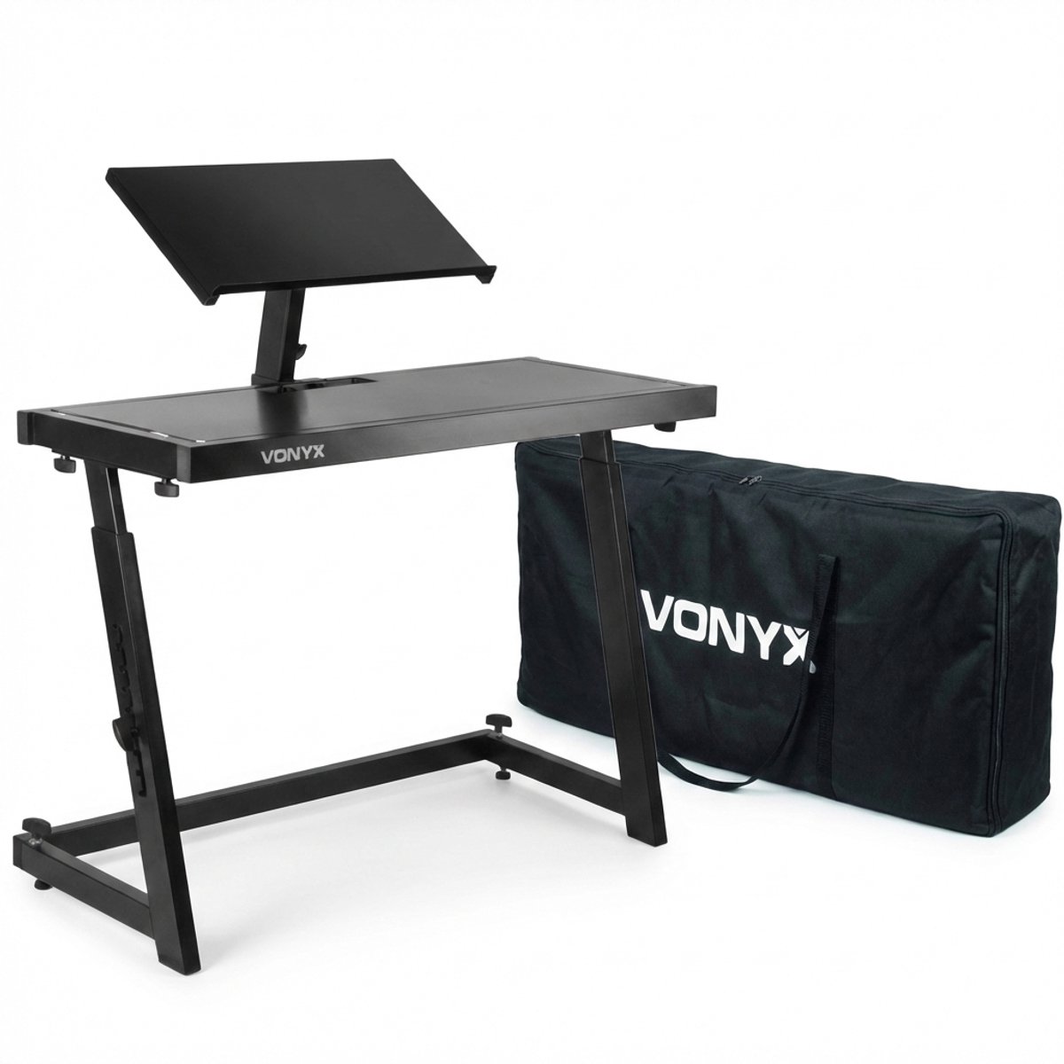 DJ tafel met tas en laptop plateau - Vonyx DB10 - Demontabele DJ booth, ook voor mobiel gebruik.