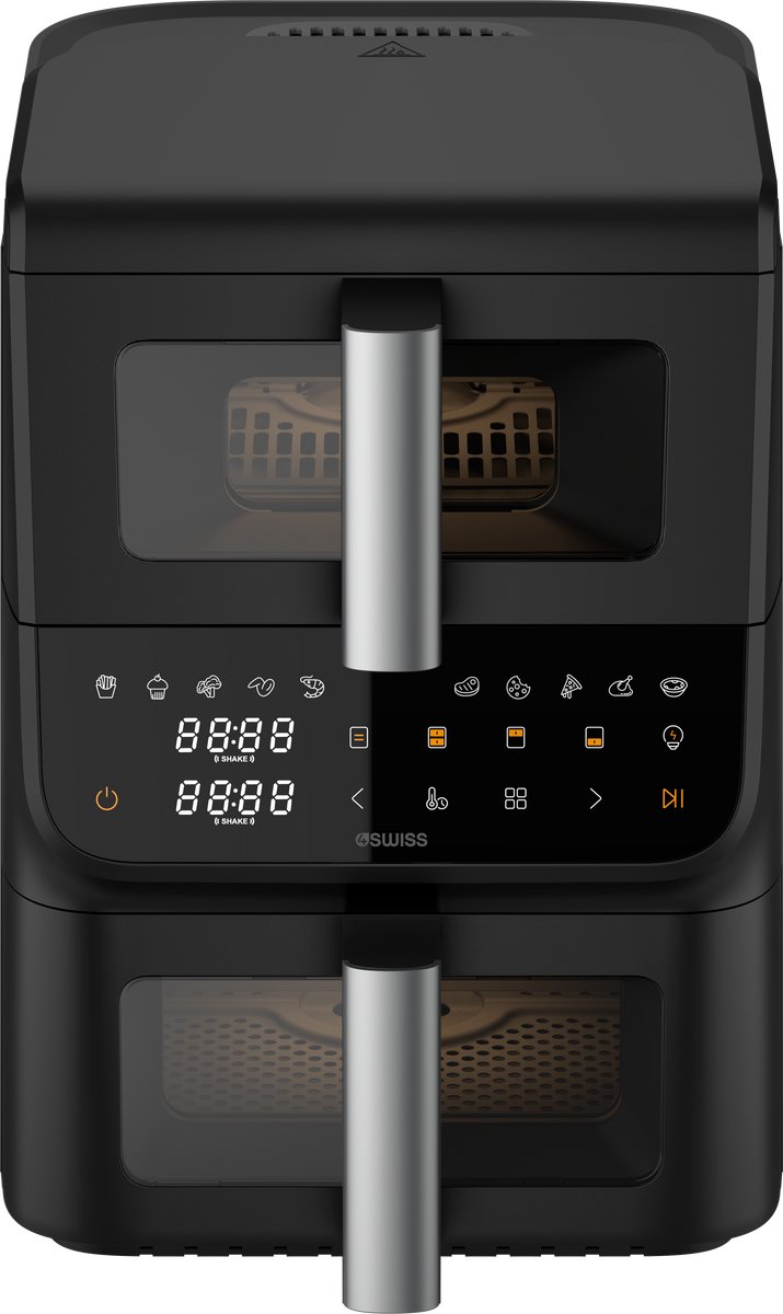 4SWISS ABB-225 DoubleCook - Friteuse zonder vet - 1700 W - 2 kookzones (3,5 l + 6,5 l) - 12 programma's - Controlevenster - Zwart