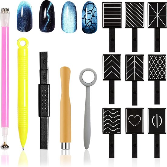 14 Stks Nail-agneet Stok Set Sterke Magneet Nail Art Pen Tool voor DIY 3D Magnetische Cat Eye Effect Polish UV Gel Polish Cats Eyes Effect