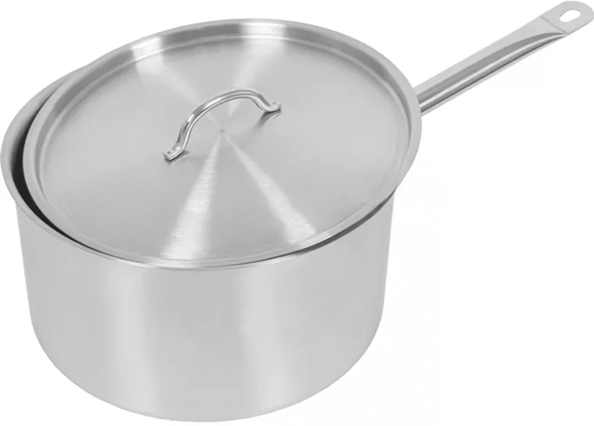 Mega-M Professionele Steelpan met Deksel - 9,8 Liter - RVS - 3mm Sandwichbodem - Geschikt voor Inductie, Gas en Keramisch - Vaatwasserbestendig