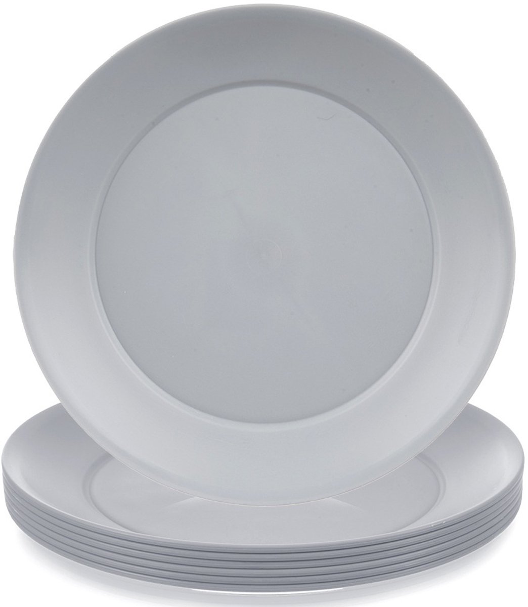 Dinerborden Plastic Grijs 23,5 cm 6 stuks - Set - Borden - Bord