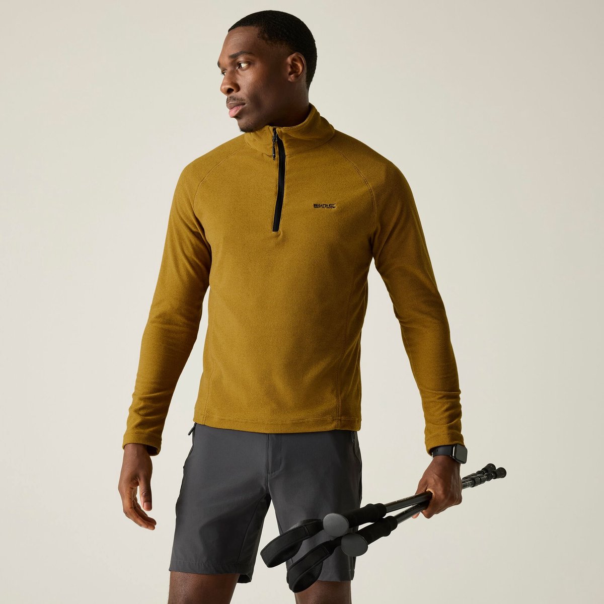 Montes Heren Lichtgewicht Fleece met Halve Rits voor Wandelen Bruin