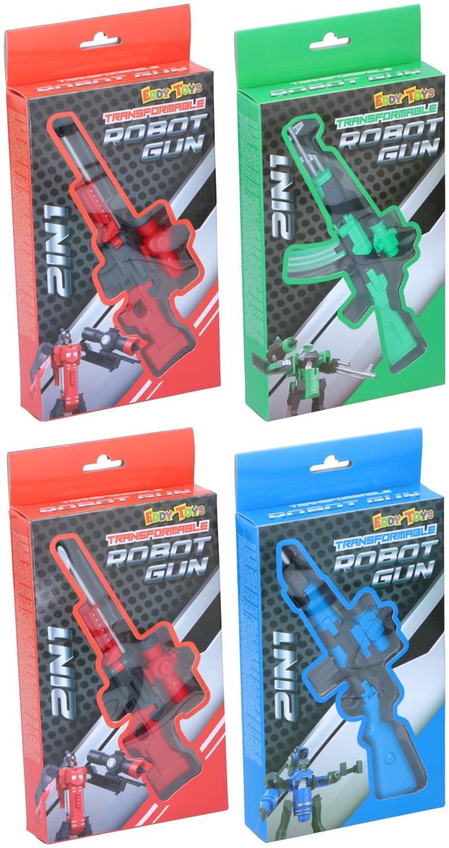 Eddy Toys Transformeerbaar Robot Geweer 2-in-1 - Robot Gun Speelgoed voor Kinderen - Transformeerbaar Speelgoed in Geweer en Robot - Speelgoed Geweer Robot - 1 willekeurige set