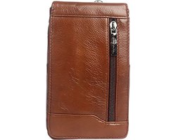 Heren Heuptas van Hoogwaardig Synthetisch Leer – Riemtas, Taille Tas en Telefoontas voor Werk, Reizen en Vrije Tijd - Bruin