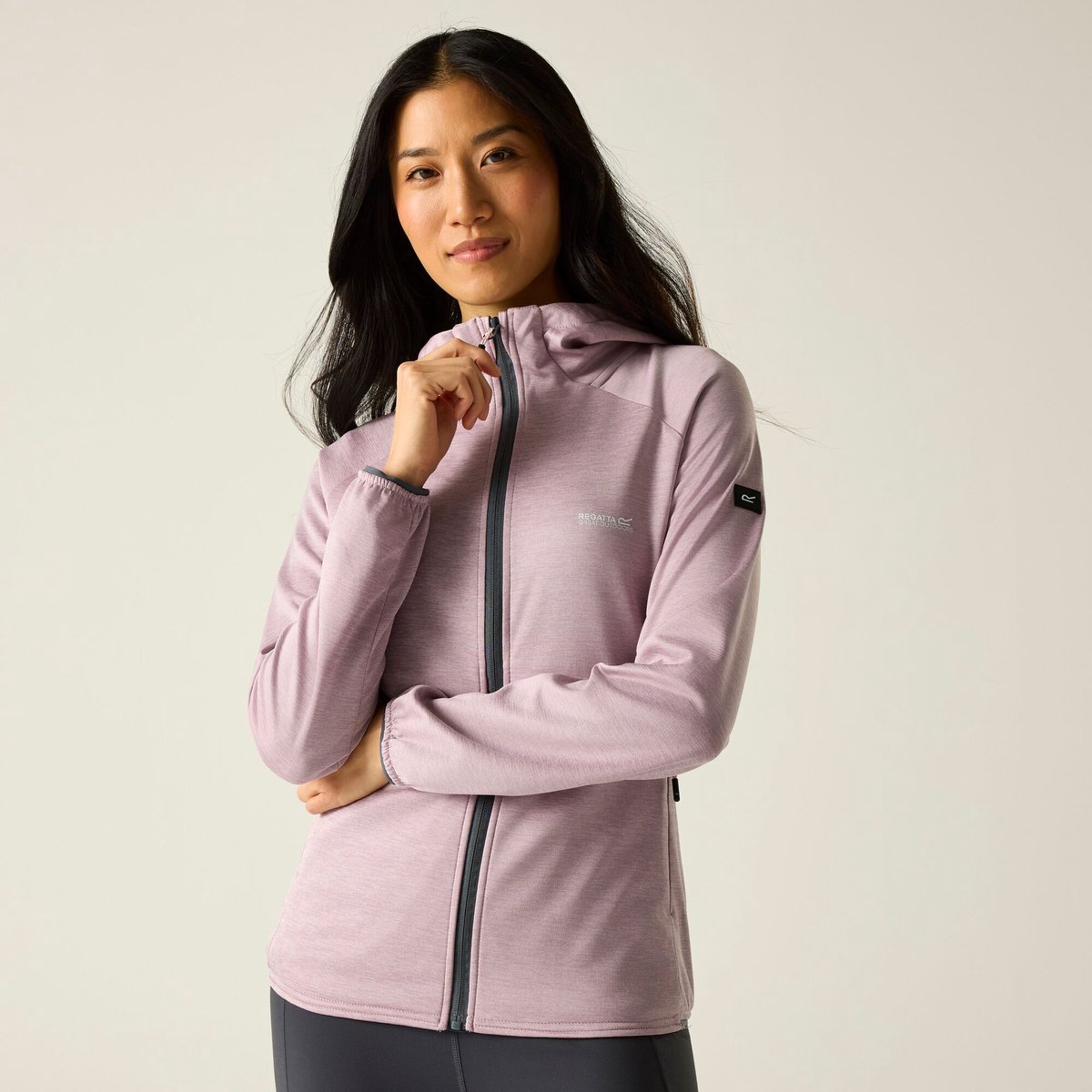 Dames Ferna Marl Full Zip Hooded Stretch Midlayer