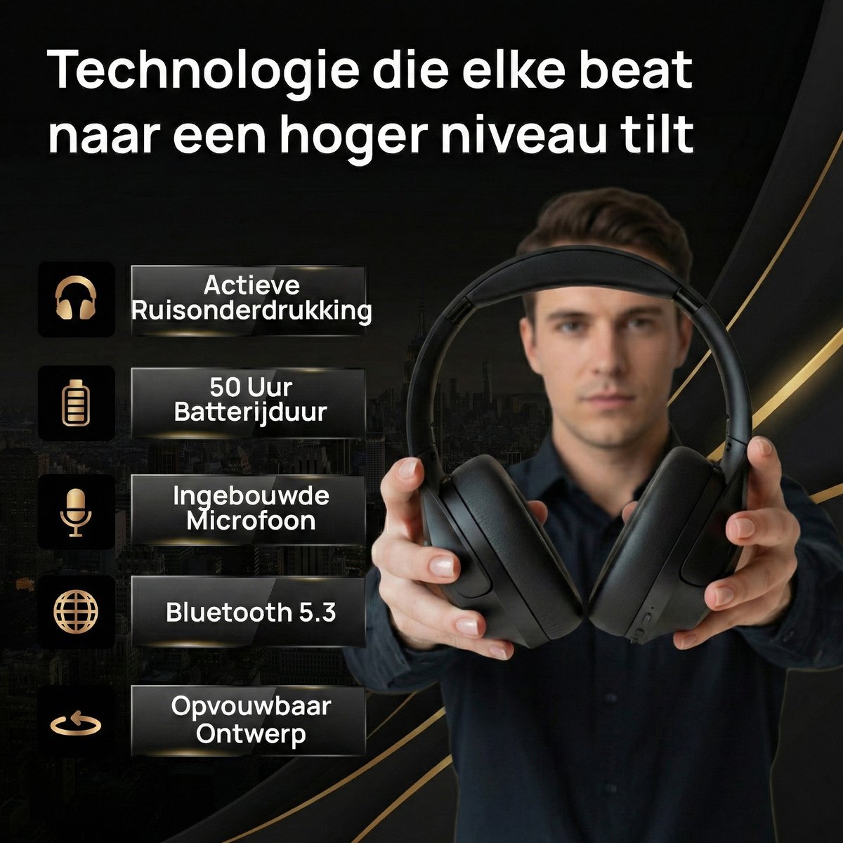 VolkanoX VXH100 Draadloze Koptelefoon met Noise Cancelling - afbeelding 3