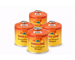 SMH LINE® Gasflessen – Gascartouche – 4x 450g – EN417 Schroefventiel – ∅ 11x14cm – Passend op WEBER BBQ