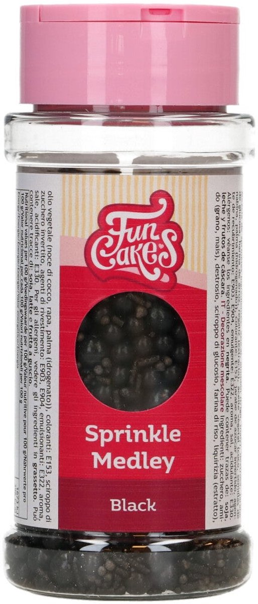 FunCakes Sprinkle Medley - Zwart - 65g - Eetbare Taartdecoratie