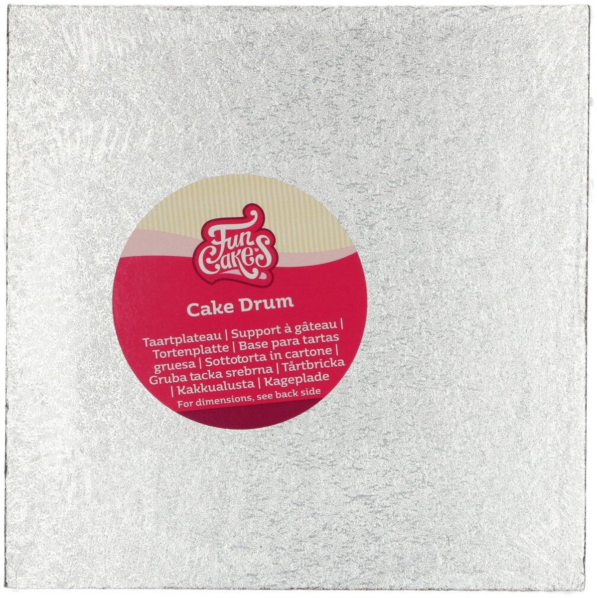 FunCakes Cake Drum Vierkant - Zilver - 22,5 cm / 12 mm - Taartonderlegger - Taartkarton