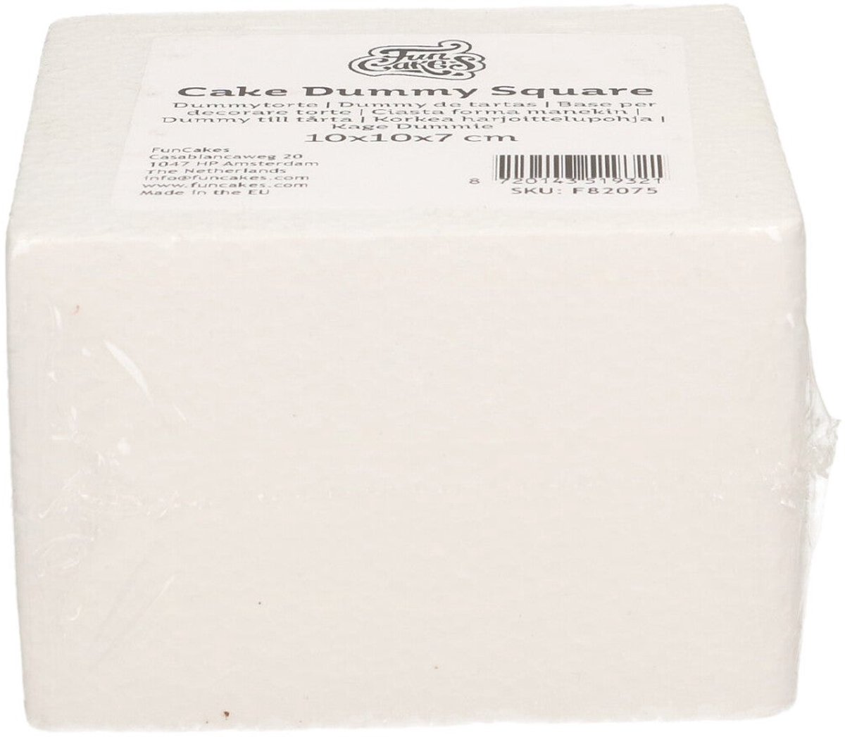 FunCakes Taart Dummy - Piepschuim Blok - Vierkant - 10x10x7 cm