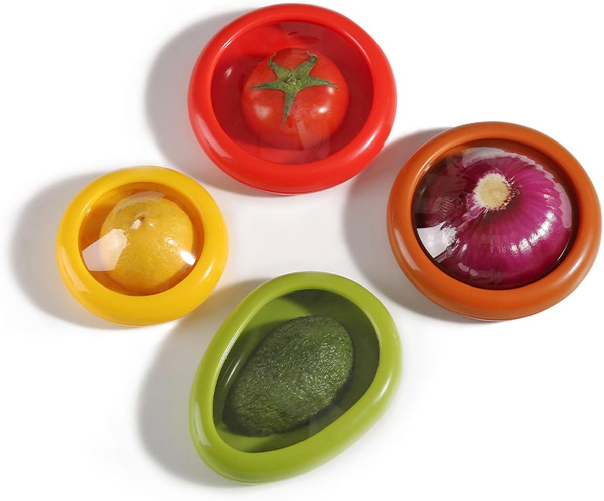 Mmgoqqt 4-Delige Plastic Groente Fruit Bewaarset - TPU Film Verpakking - Vershoudend Compact Voor Koelkast Opbergen