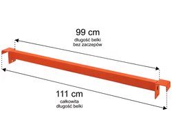 Mega-M Dwarsbalken voor Palletstelling - 111 cm - Inlegprofiel voor Spaanplaat - Oranje - Verzonken Ondersteuning - Set Ondersteuningsprofielen