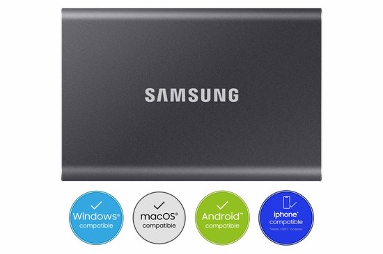 Samsung Portable T7 – externe SSD – 2TB – grijs