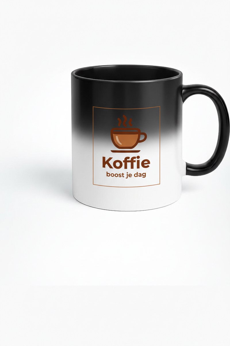 Magische Koffie Mok - Koffie Boost je Dag - Zwart Warmtegevoelig