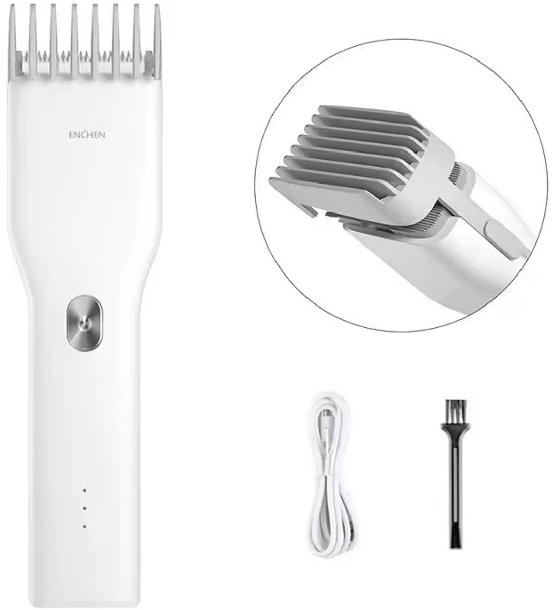ENCHEN Clipper - Keramische Tondeuse met Turbostand + 3mm tot 21mm Ingebouwde Trimopzetstuk - Usb Oplaadbare Scheerapparaat voor Gezichtshaar, Hoofdhaar en Lichaamshaar - Perfecte Lichaamshaar Verzorging - Kleur: Wit