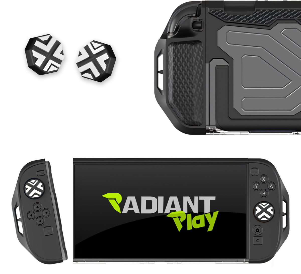 Radiant Play Hardcase Hoesje - Nintendo Switch 2 - 3-delig Beschermhoes - Schokbestendig - Zwart