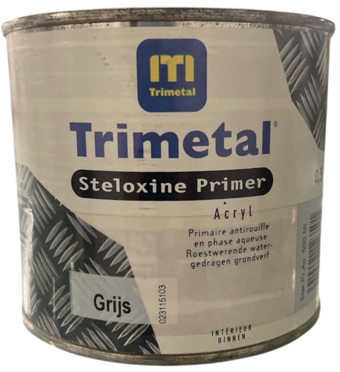 Trimetal Steloxine Primer Acryl - Watergedragen roestwerende zinkfosfaat primer metaal - 0.50 L Grijs