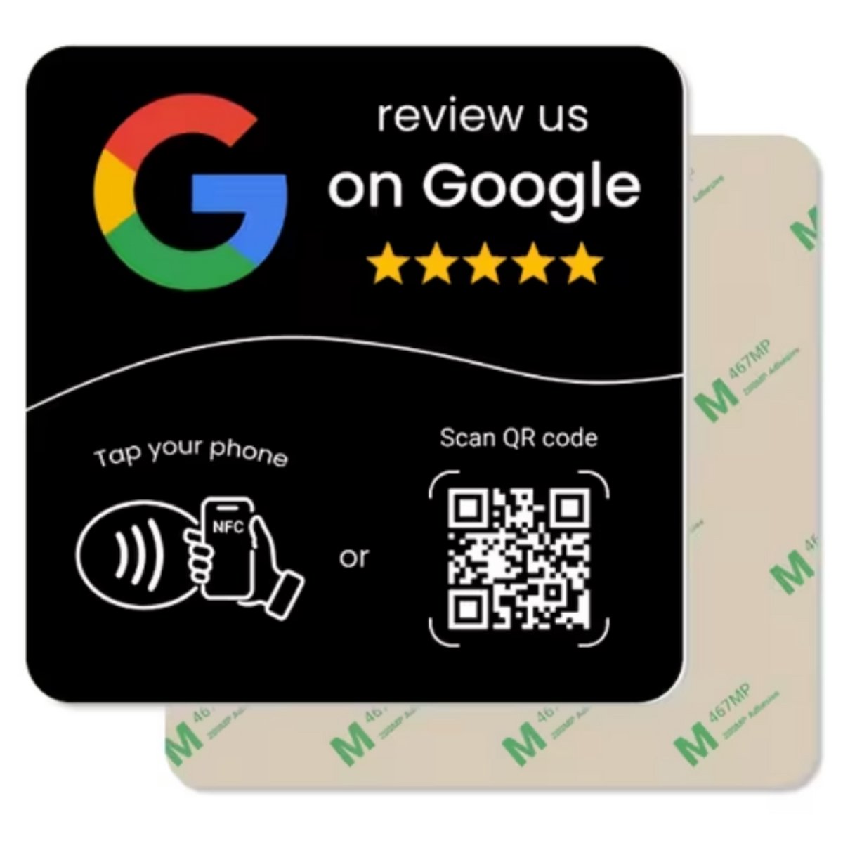 Google Review NFC Bord – QR Code Review Plaat – Meer Google Reviews Verzamelen – Contactloos Scannen – Voor Winkels, Horeca & Dienstverleners – Zwart