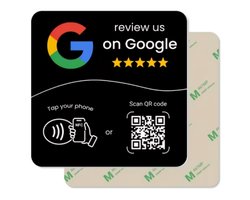 Google Review NFC Bord – QR Code Review Plaat – Meer Google Reviews Verzamelen – Contactloos Scannen – Voor Winkels, Horeca & Dienstverleners – Zwart