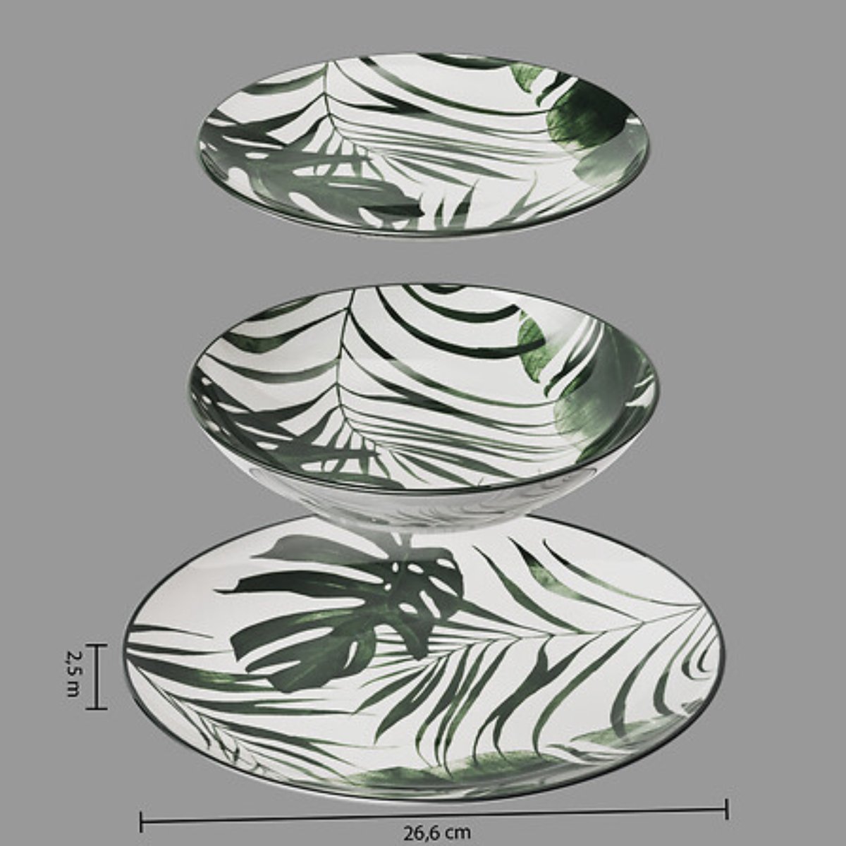 Secret de Gourmet Palme Diner Set - 18 stuks, Zwart en Wit