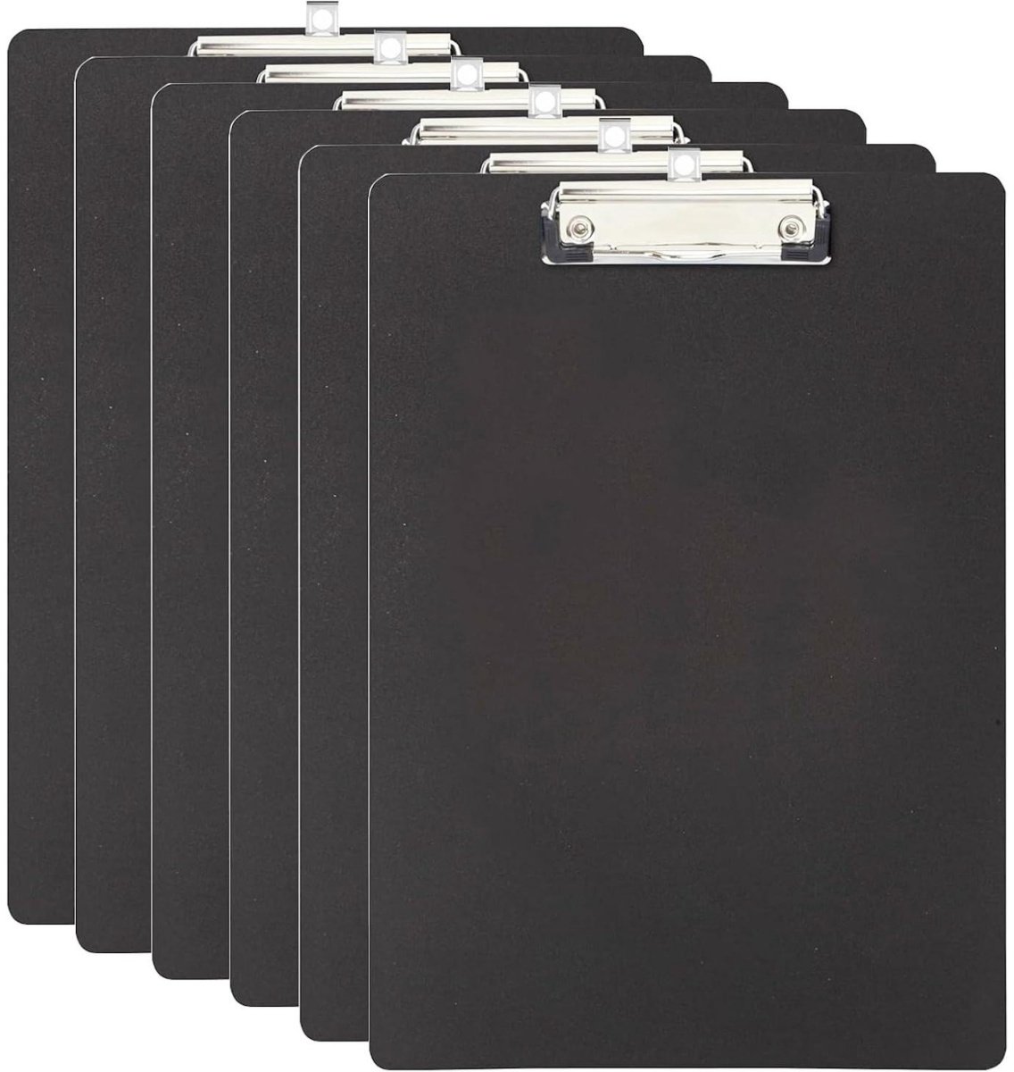 GELLDG 6 Stuks Klemplank - A4 Klemmbord met Gummierde Metalen Klem - Geschikt voor Tot 80 Vellen Papier - Rondafgewerkte Hoeken voor Veilig Gebruik - Kunststof Schrijfblok voor Studenten en Kantoor