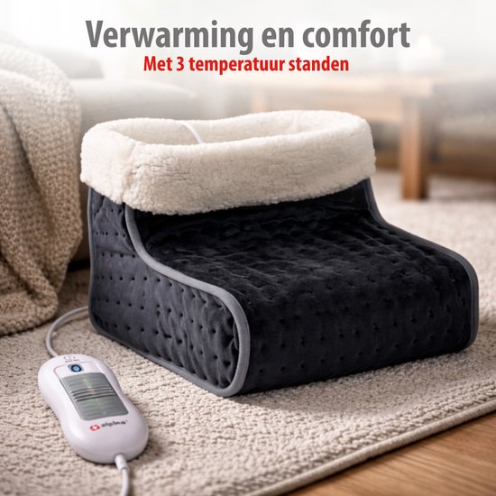 alpina Voetenwarmer – Elektrische Voetverwarmer met 3 Warmtestanden – Voetenwarmers Volwassenen – Pantoffel Voetverwarmer – Voor Voetverzorging – Voetenwarmer Electrisch – Voetwarmer - Grijs