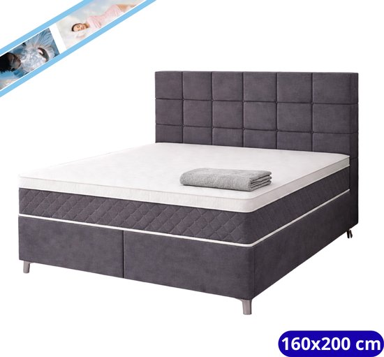 Maan Boxspring 160x200 Antraciet met Opbergruimte - Maan matras - €749,95