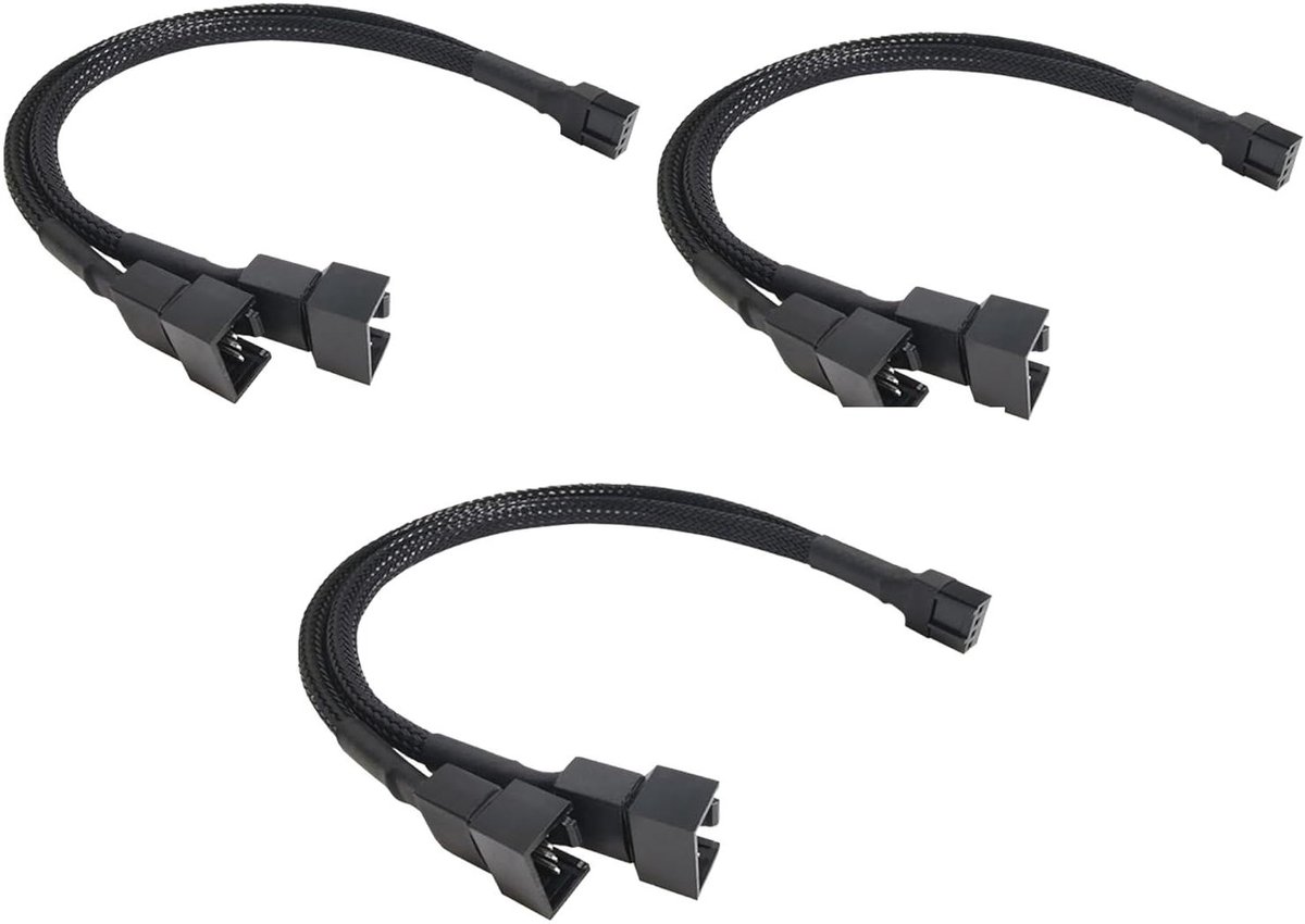Ventilatorkabel Splitter Y-kabel - 3 stuks 2-weg PWM-kabels - 27 cm lang