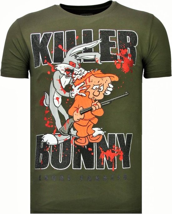 Local Fanatic Killer Bunny - T-shirt strass - Kaki Killer Bunny - T-shirt strass - T-shirt homme kaki Taille XL