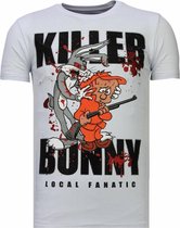 Killer Bunny - Rhinestone T-shirt - Wit